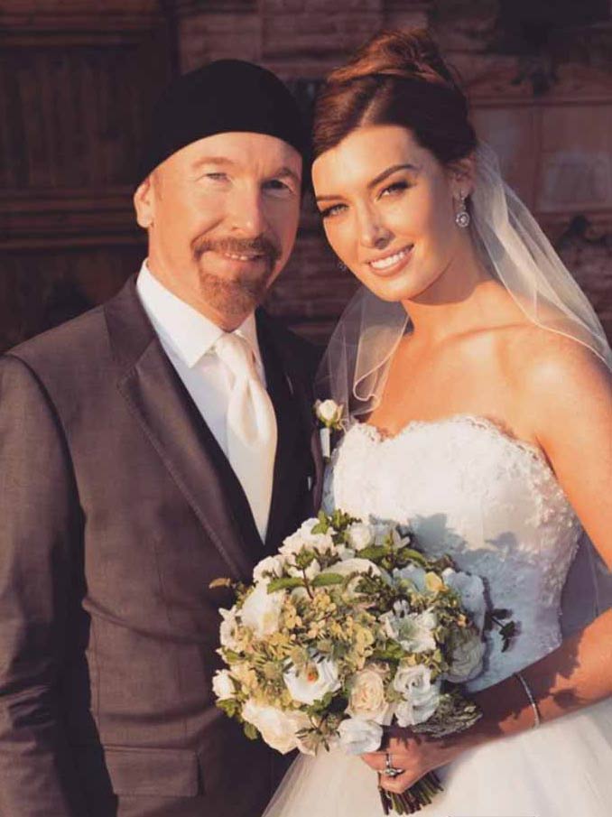 Bride Hollie Evans with Father of the bride U2s The Edge